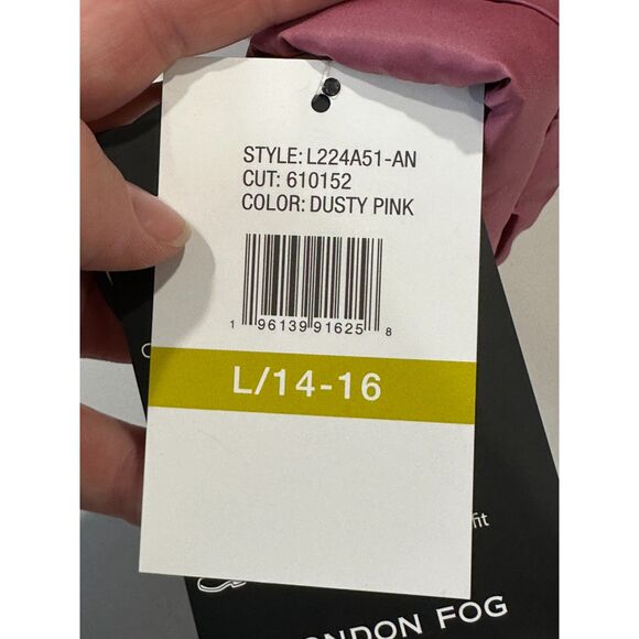 NWT London Fog Dusty Pink Quilted Faux Fur Puffer Coat Girl's Large - Picture 2 of 12